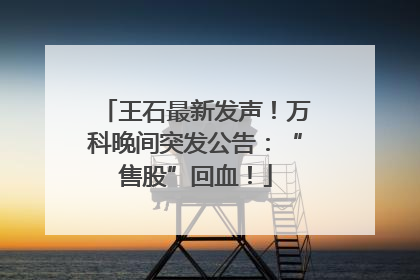 王石最新发声！万科晚间突发公告：“售股”回血！