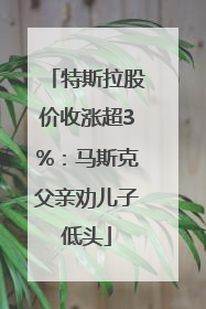 特斯拉股价收涨超3%：马斯克父亲劝儿子低头