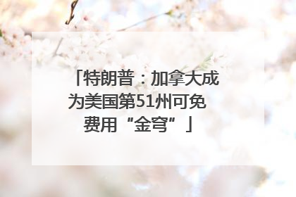 特朗普：加拿大成为美国第51州可免费用“金穹”