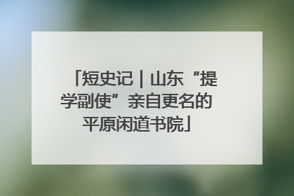 短史记｜山东“提学副使”亲自更名的平原闲道书院