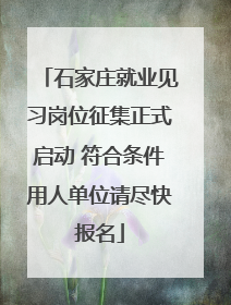 石家庄就业见习岗位征集正式启动 符合条件用人单位请尽快报名
