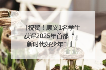祝贺！顺义1名学生获评2025年首都“新时代好少年”