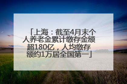 上海：截至4月末个人养老金累计缴存金额超180亿，人均缴存额约1万居全国第一