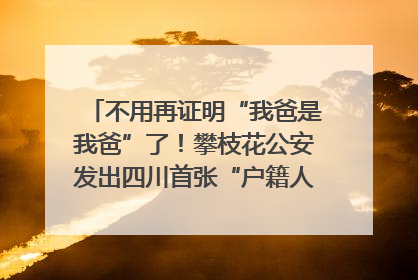 不用再证明“我爸是我爸”了！攀枝花公安发出四川首张“户籍人口直系亲属关系谱”