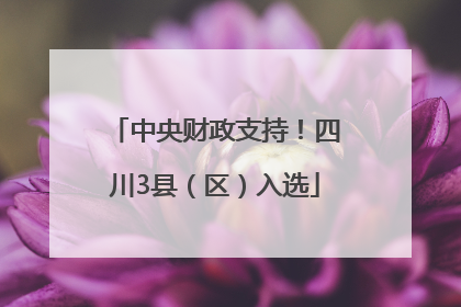 中央财政支持！四川3县（区）入选