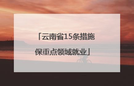 云南省15条措施保重点领域就业