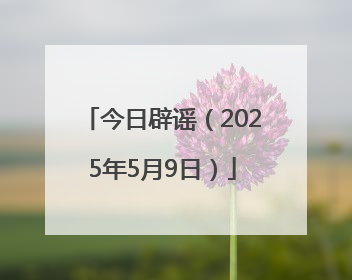 今日辟谣（2025年5月9日）
