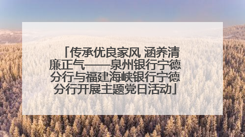 传承优良家风 涵养清廉正气——泉州银行宁德分行与福建海峡银行宁德分行开展主题党日活动