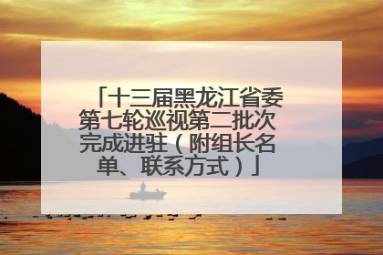 十三届黑龙江省委第七轮巡视第二批次完成进驻（附组长名单、联系方式）