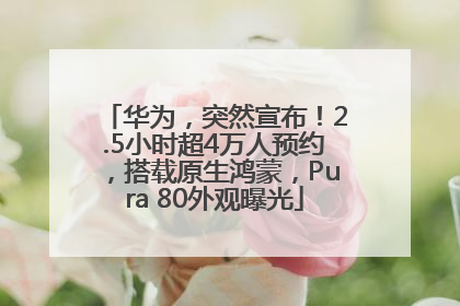 华为，突然宣布！2.5小时超4万人预约，搭载原生鸿蒙，Pura 80外观曝光