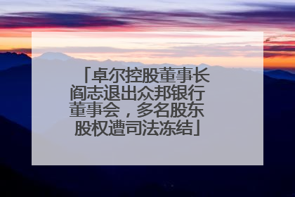 卓尔控股董事长阎志退出众邦银行董事会，多名股东股权遭司法冻结