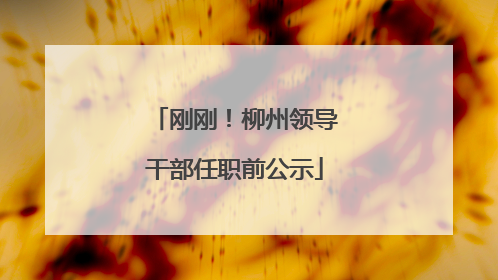 刚刚！柳州领导干部任职前公示