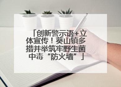 创新警示语+立体宣传！葵山镇多措并举筑牢野生菌中毒“防火墙”