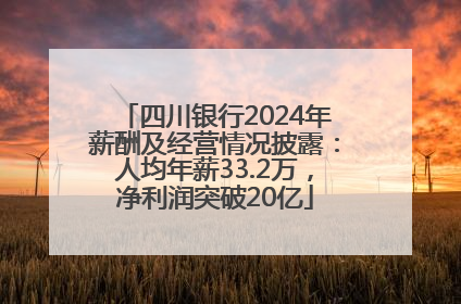 四川银行2024年薪酬及经营情况披露：人均年薪33.2万，净利润突破20亿