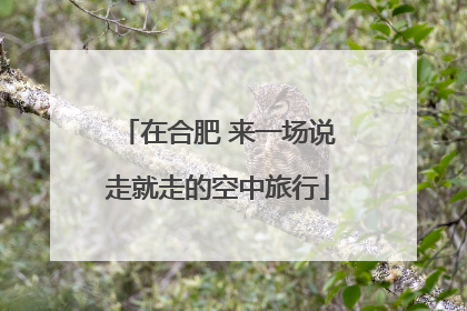 在合肥 来一场说走就走的空中旅行