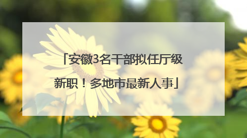 安徽3名干部拟任厅级新职！多地市最新人事