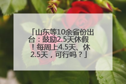 山东等10余省份出台：鼓励2.5天休假！每周上4.5天、休2.5天，可行吗？