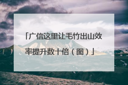广信这里让毛竹出山效率提升数十倍（图）