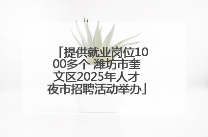 提供就业岗位1000多个 潍坊市奎文区2025年人才夜市招聘活动举办