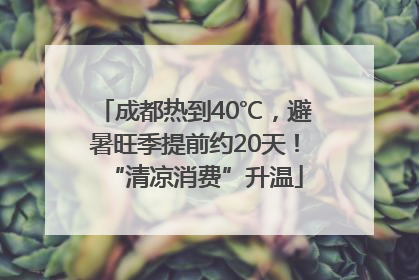 成都热到40℃，避暑旺季提前约20天！“清凉消费”升温
