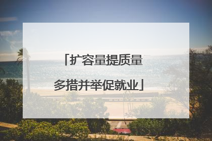 扩容量提质量 多措并举促就业