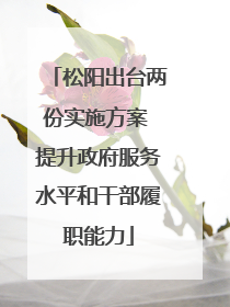 松阳出台两份实施方案 提升政府服务水平和干部履职能力