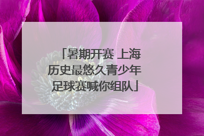 暑期开赛 上海历史最悠久青少年足球赛喊你组队