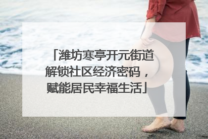 潍坊寒亭开元街道解锁社区经济密码，赋能居民幸福生活