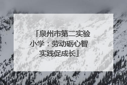 泉州市第二实验小学：劳动砺心智实践促成长