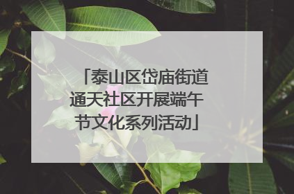 泰山区岱庙街道通天社区开展端午节文化系列活动