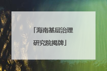 海南基层治理研究院揭牌