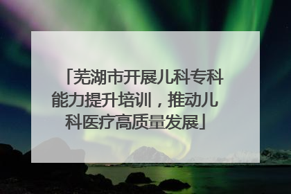 芜湖市开展儿科专科能力提升培训，推动儿科医疗高质量发展