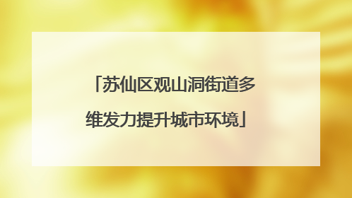 苏仙区观山洞街道多维发力提升城市环境