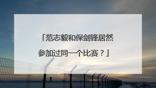 范志毅和保剑锋居然参加过同一个比赛？
