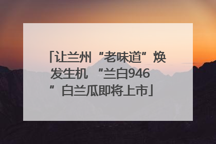让兰州“老味道”焕发生机 “兰白946”白兰瓜即将上市