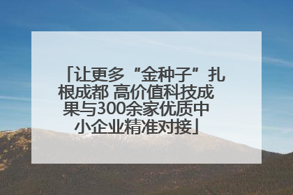 让更多“金种子”扎根成都 高价值科技成果与300余家优质中小企业精准对接