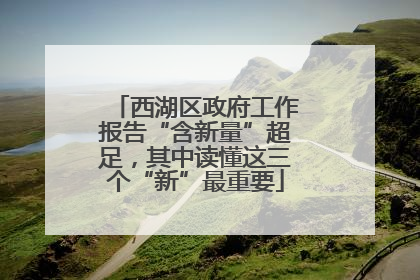 西湖区政府工作报告“含新量”超足，其中读懂这三个“新”最重要
