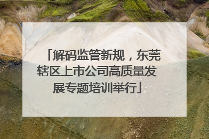 解码监管新规，东莞辖区上市公司高质量发展专题培训举行