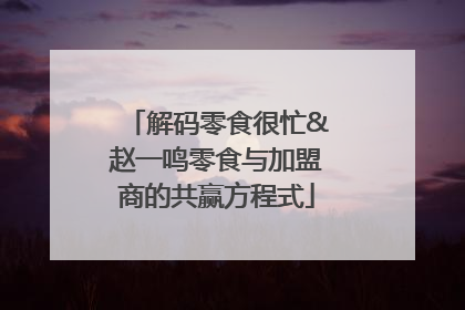 解码零食很忙&赵一鸣零食与加盟商的共赢方程式
