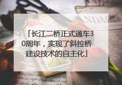 长江二桥正式通车30周年，实现了斜拉桥建设技术的自主化