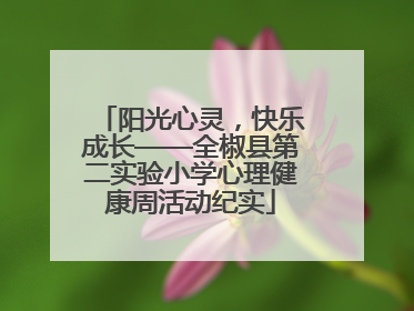 阳光心灵，快乐成长——全椒县第二实验小学心理健康周活动纪实