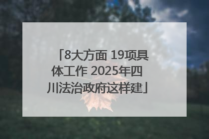 8大方面 19项具体工作 2025年四川法治政府这样建