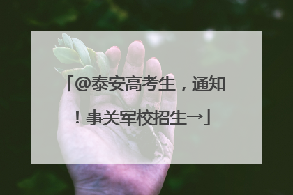@泰安高考生，通知！事关军校招生→